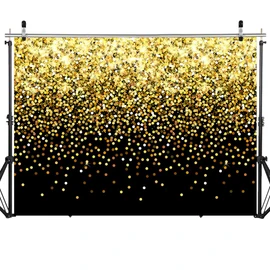 SJOLOON 7x5ft Black and Gold Backdrop Birthday Backdrop for Party Graduation Prom Drop 12771