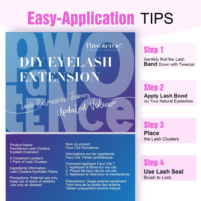 Pawotence Pawotence Lash Extension 280pcs Individual Lashes Cluster Natural DIY