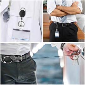 Gentpovth Key Ring ID Holder, Retractable Badge Reel, Pack of 6 Retractable Badge Reel, for Card Holder, ID, Keys, ID Card Holder (Black), black