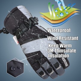 JEKOSEN Guantes de esquí 2024 para clima frío invierno mantener caliente guantes de nieve impermeables para visualización táctil de snowboard para hombres y mujeres, Blanco, M