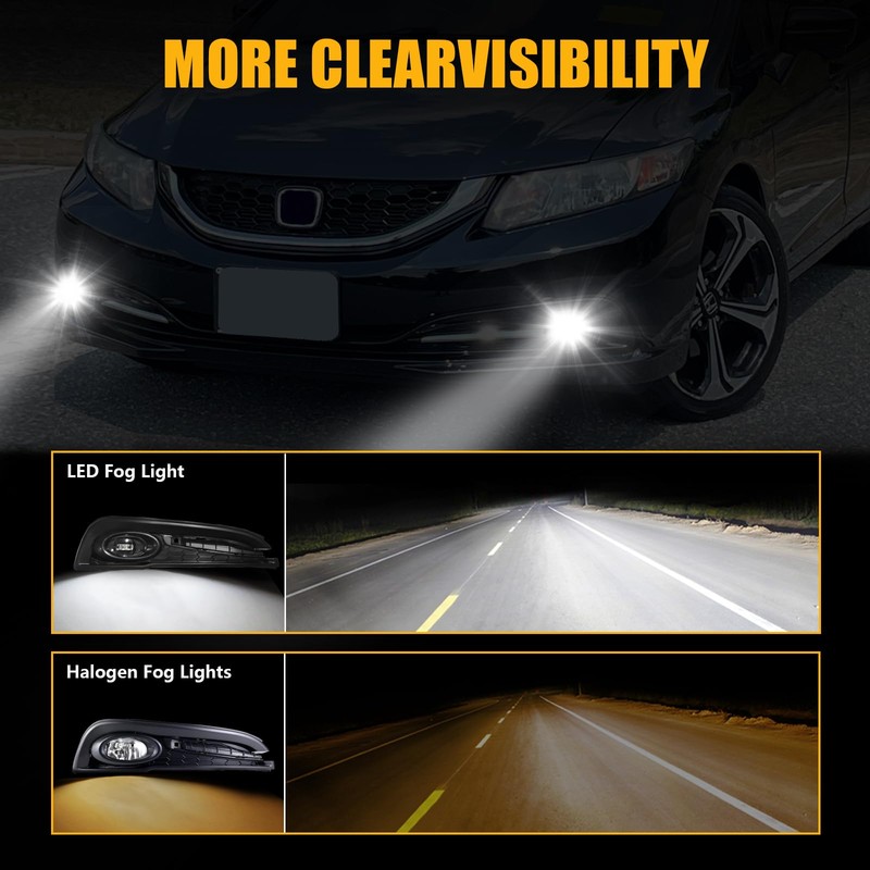 LED Fog Lights Fit for 2013 2014 2015 Honda Civic