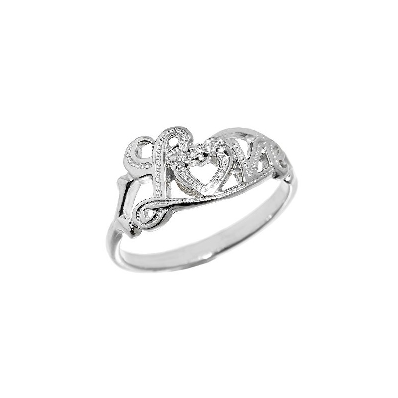 Dainty 925 Sterling Silver High Polish Diamond Love Script Statement