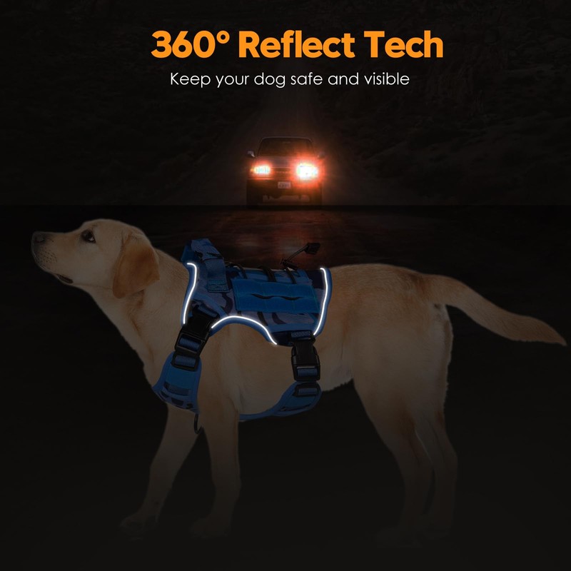 Heavy-Duty Tactical Dog Harness for Large Dogs, No Pull Adjustable