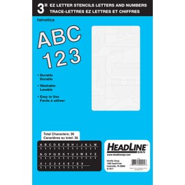 Headline Sign 92 Transparent Stencil Set, 3-Inch Letters and Numbers