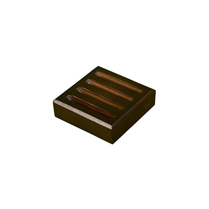 CoasterStone Dark Slotted Wood Coaster Holder, Holds 4 Round Drink