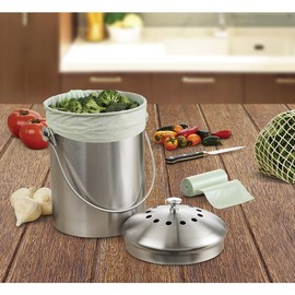 HIC Kitchen Natural Plant-Based Compost Bags, Biodegradable, BPI ASTM D6400, OK and Home OK Compostable, 2 Sets of 50