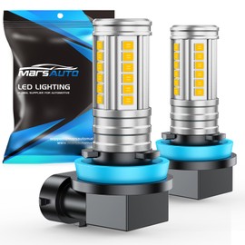 Marsauto H8 H11 Yellow Led Fog Light Bulb, 10000LM H16 H11 Led Bulb Yellow Fog Lights, 360° Illumination 600% Brightness Strong Penetration, Upgraded 60 Pcs CSP Chips H9 H8 Fog Light Bulb Pack of 2