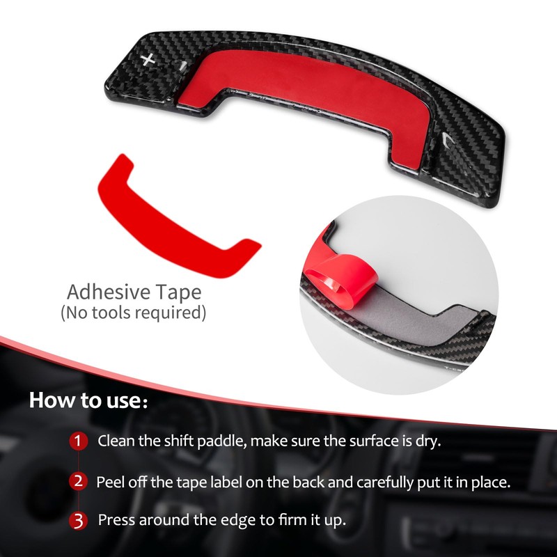 Real Carbon Fiber Steering Shift Paddles Interior Trim Accessories Compatible