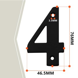 Bwintech 1 Pcs 75mm Matt Black SS304 House Numbers Door number 4, House Signs for outside, House Numbers Plaques for Front Wooden Door