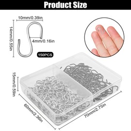 Pack of 150 Mini Hooks for Hanging, Stable and Durable S-Shaped Hooks, Small, Mini S Hook Connector Silver Black, Small Metal Hooks with Box for DIY Crafts, Jewellery, Key Chain, Day