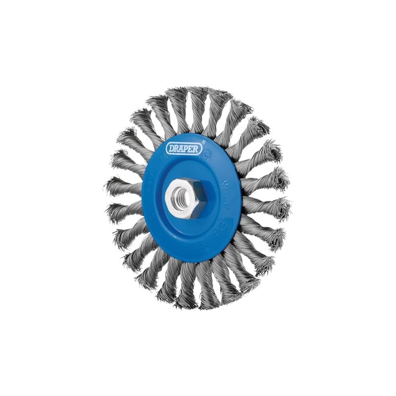 Draper 08059 Steel Twist-Knot Flat Wire Wheel Brush, 150mm, M14