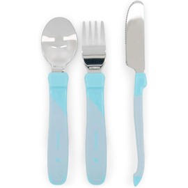 Twistshake Juego de Cubiertos de Aprendizaje Tenedor, Cuchillo y Cuchara de Acero Inoxidable Cubiertos Entrenadores para Niños a Partir de 12 Meses Vajilla Infantil Soft Touch y Libre de BPA