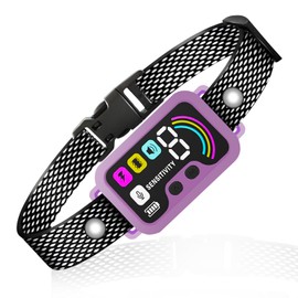 Barking Collar, Suitable for Barking Collars of Large, Medium, and Small Dogs, 2024 Screen Intelligent Automatic Stop Barking Collar, and Rechargeable Anti Barking Collar (Violet)