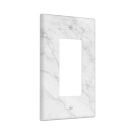 Faux White Marble Printed Single Gang Rocker Light Switch Cover Plates Decorative Outlet Covers, 1 Gang Rocker Wall Plate