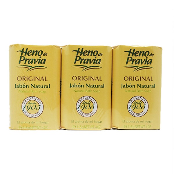 Heno de Pravia Original Bar Soap. Natural Cleanser & Moisturizer. 4 oz. 3 x 1