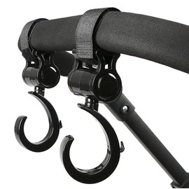 2 Pcs Walker Hook Hanging Multipurpose 360° Rotation Stroller Clip Diaper Bag Hanger for Walker Rollator Crutches Wheelchair Shopping Cart Car Back Seat Purses Bike Wheelchair Pushchair (Open)