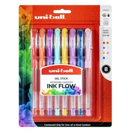 uni-Ball Signo DX Gel Pens, Ultra Micro Point (0.38mm), Assorted Colors, 8 Count
