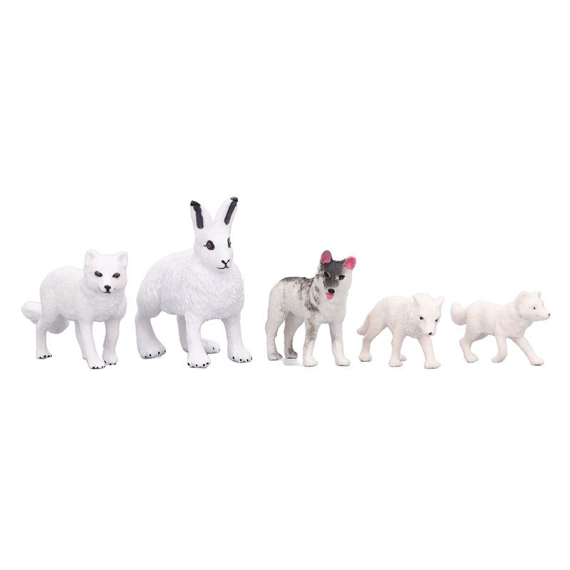 Arctic Animal Figurine Set 18pcs Kid Simulated Arctic Hare Reindeer