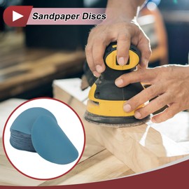 HEROFFIX 50 Pcs Car Wood Sanding Discs Smoothing Hook & Loop Sandpaper for Woodworking, Automotive Refinishing 7.09" 320 Grit Blue Zirconia Alumina