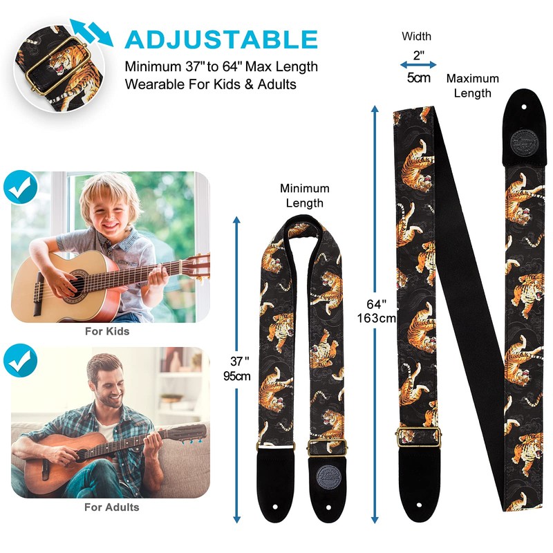 Himalaya Tiger Japanese Traditional Art Pattern Torah Canvas Guitar Strap