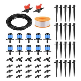MECCANIXITY Drip Irrigation Kit Irrigation Switch Valve 1/4" Drip Irrigation Tubing Kit 4-mm Drip Emitters 360 Degree Adjustable Sprinklers PTFE Pipe Sealant 20mm