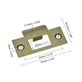 sourcing map Door Strike Plate, 70mm x 40.3mm Stainless Steel Latch Deadbolt Replacement Lock Strike Plate for Door Frame Door Jamb Reinforcement, Bronze