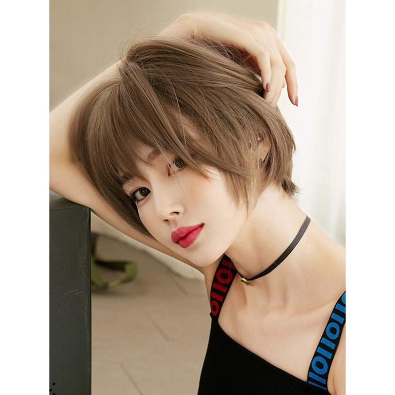 Full Wig, Short Bangs, 3D, Gradation, Hair Arrangement, Collar, Volume,