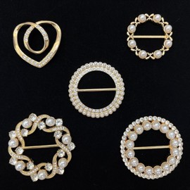 YXmZeLig 5 Pcs Clothes Corner Knotted Button Metal Round Heart Form, Gold Color Ring Clip for Clothes, Silk Scarf, T-Shirt Tie Ring Clips Circle Knotted Buckle (Gold)