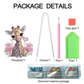 Giraffe Animal Diamond Painting Hanging Pendant Kit – DIY Acrylic Special Shaped Round Rhinestone Diamond Art Craft, Window Wall Door Decor for Home or Garden, Birthday Festival Gift for Adults