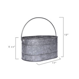 Creative Co-Op Metal Bucket with 4 Compartments and Handle