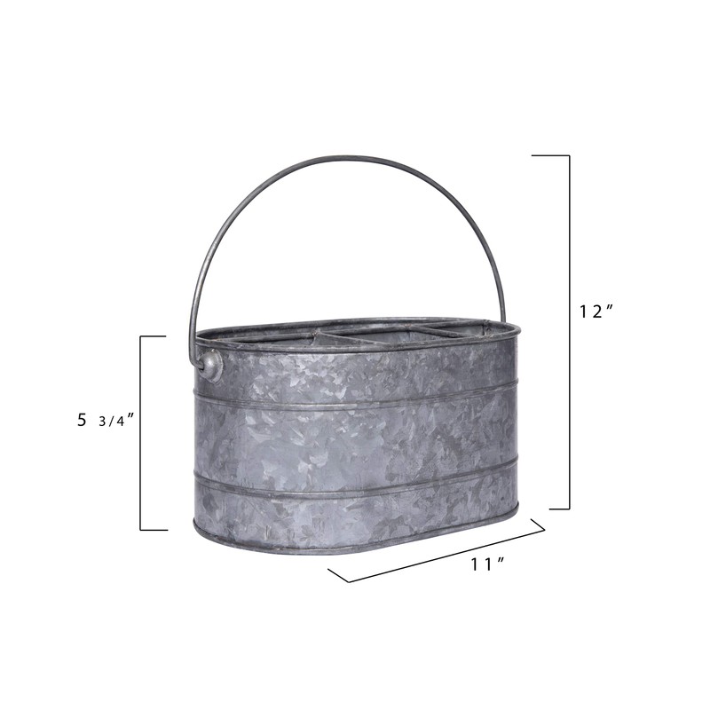 Creative Co-Op Metal Bucket with 4 Compartments and Handle