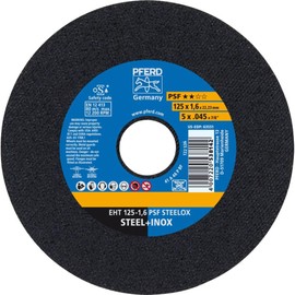 PFERD Cutting Disc EHT, Pack of 25 | 125 x 1.6 x 22.23 mm, Straight, Universal Line PSF Steelox | 61721121 - for Steel and Stainless Steel (INOX)