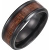 Black Solid Titanium 8mm Beveled Edge Wedding Band Ring Comfort