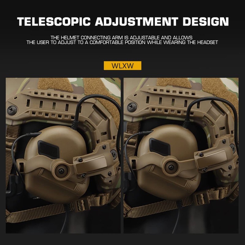 Multi-Angle Rotation Tactical Helmet Rail Adapter for Tactical Headset Fit