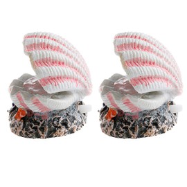 NA 2 Pcs Fish Tank Shell Pearl Bubble Stone Air Stone Resin Sea Shell Decoration for Aquarium Underwater Landscape Crafts Decoration