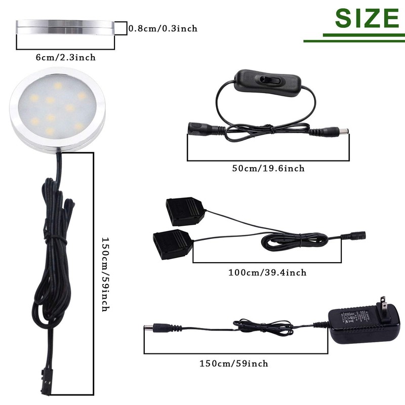 AIBOO 12V LED Under Cabinet Lights Kit 6 Pack Black
