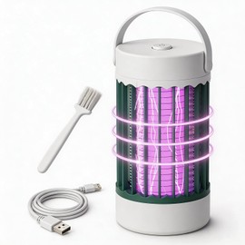 Bug Zapper, Hanging Rechargeable Bug Zapper Mosquito Killer Lamp - Portable UV Insect Trap for Indoor/Outdoor, USB-Powered with Grid for Camping, Bedroom, Patio, Kitchen Green