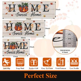 U'Artlines Fall Pumpkin＆Home Kitchen Rugs with Runner Sets 3 Piece Farmhouse Seasonal Harvest Holiday Party Rugs and Mats Non Skid Washable Kitchen Floor Mats for Home Hallway Laundry Decor(Home)