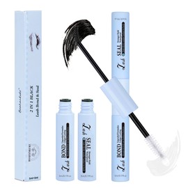 Boahankuke Lash Glue Black Waterproof Lash Bond and Seal Strong Hold Lash Cluster Glue 10ml Long Lasting Bond and Seal Eyelash Glue 2 in 1 DIY Lash Extension Glue for Eyelash Clusters