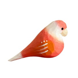 LWINGFLYER Hand Carved Parrot Statue – Unique Wooden Bird Sculpture, Hand-Painted Collectible Art for Bird Lovers, Natural Home Decor & Gift for Parrot Enthusiasts (Pink)