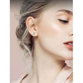 Spiritlele 12 Pairs Silver Small Big Cubic Zirconia Magnetic Earrings Clip on Non Piercing Earrings Set Unisex 4MM-7MM