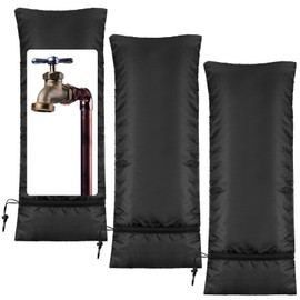 Zonon 3 Pcs Outdoor Faucet Cover Rv Park Water Hydrant Insulated Extended Hose Bib Insulated Sprinkler Freeze Protector Outdoor Winter Pipe Spigot Cover for Wall Taps(Black,35" X 15")