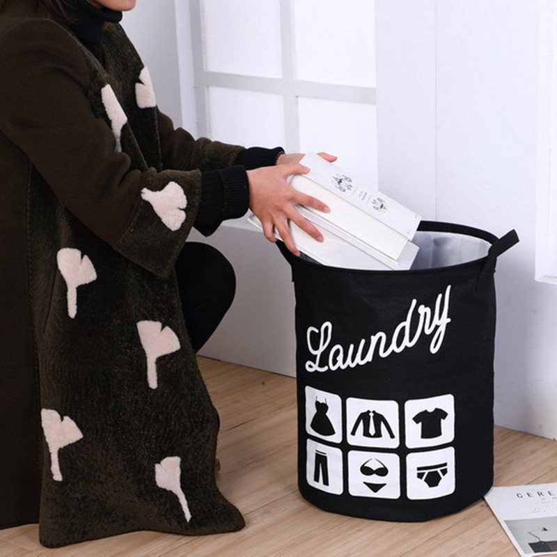 Foldable Fabric Laundry Basket Cotton Laundry Large Bag Collapsible Storage