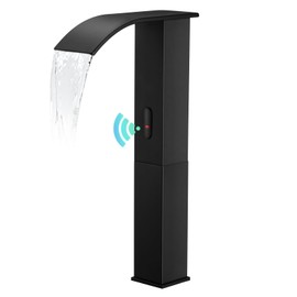 ZHIXINGKX Touchless Bathroom Sink Faucets for 1 Hole, Hands-Free Automatic Motion Sensor Faucets with Tall Body,Black Waterfall Sink Faucets for Bathroom (Tall Body, Black)