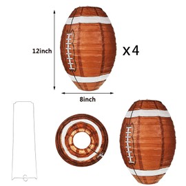 Football Paper Lantern Table Centerpiece Decoration Set Soccerball Game Lantern with Stand Pieces for Sports Game Football Kids Birthday Party Supplies,12 Inches (4 Pieces)