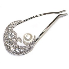 Kanzashi Hair Ornament, Silver Pearl Style 221, Hairpin for Japanese and Western Style (Silver)