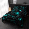 Neon Turquoise Black Comforter Set Queen Geometric Kids Bedding Set,3