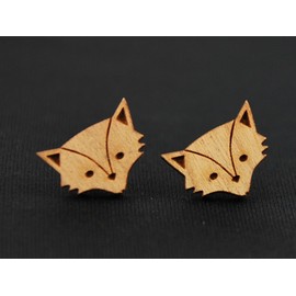 Miniblings Fox Head Stud Earrings Animal Wild Animal Fox Hunting Red Fox - Handmade Fashion Jewellery I Earrings Stud Earrings, Wood