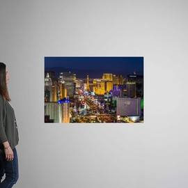 CANVAS ON DEMAND Skyine at Twilight, Las Vegas, Nevada Wall Decal, Las Vegas Artwork