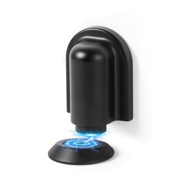 SORWDUERM 1 Pack Black Door Stopper Magnetic Door Cathc Matte Black Floor Mounted Door Stop Keep Door Open with Screws and Adhesive No Drilling